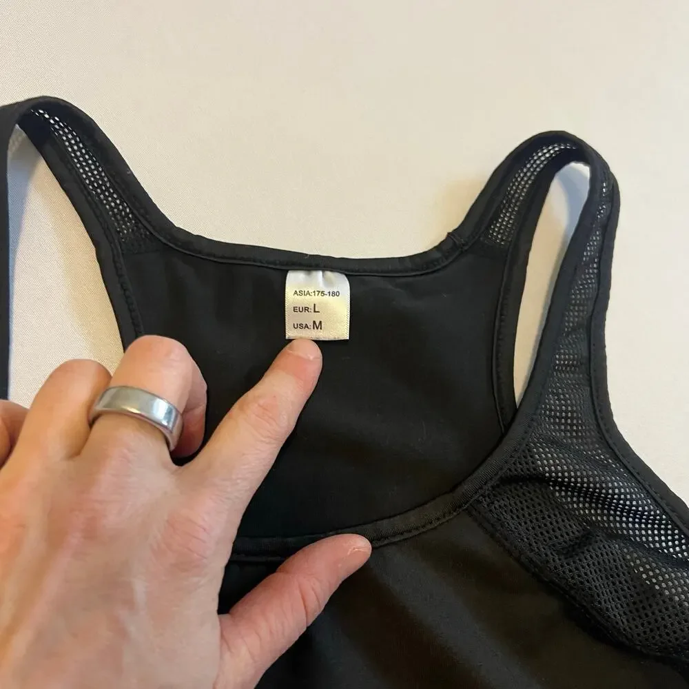 Black racerback mesh strap tank top M - Picture 2 of 6